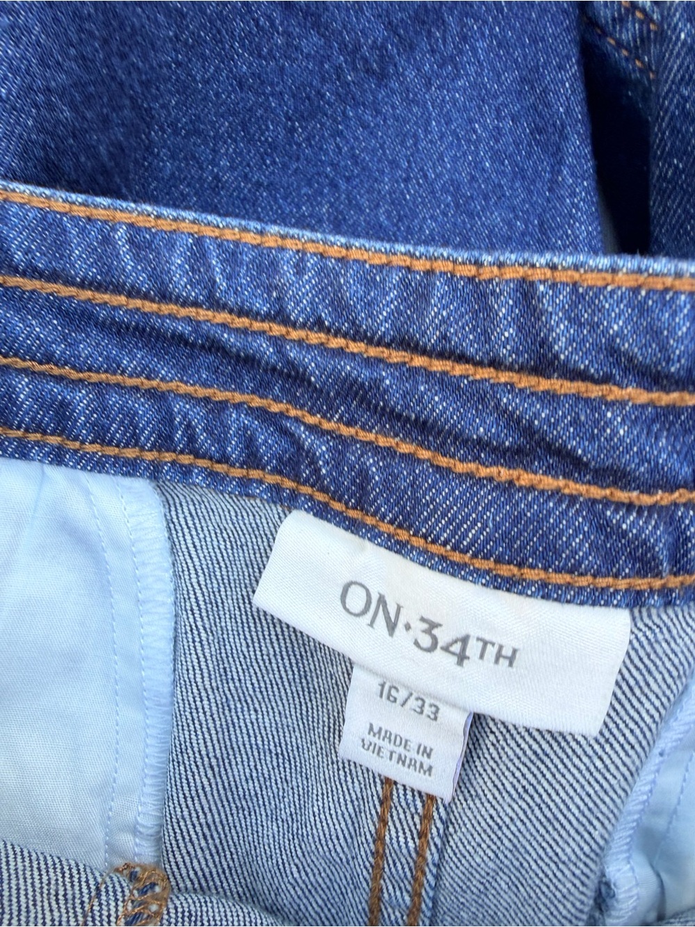 High-Waist Dark Blue Denim Women’s sailor wide leg jeans with Button Detail - Picture 8 of 8